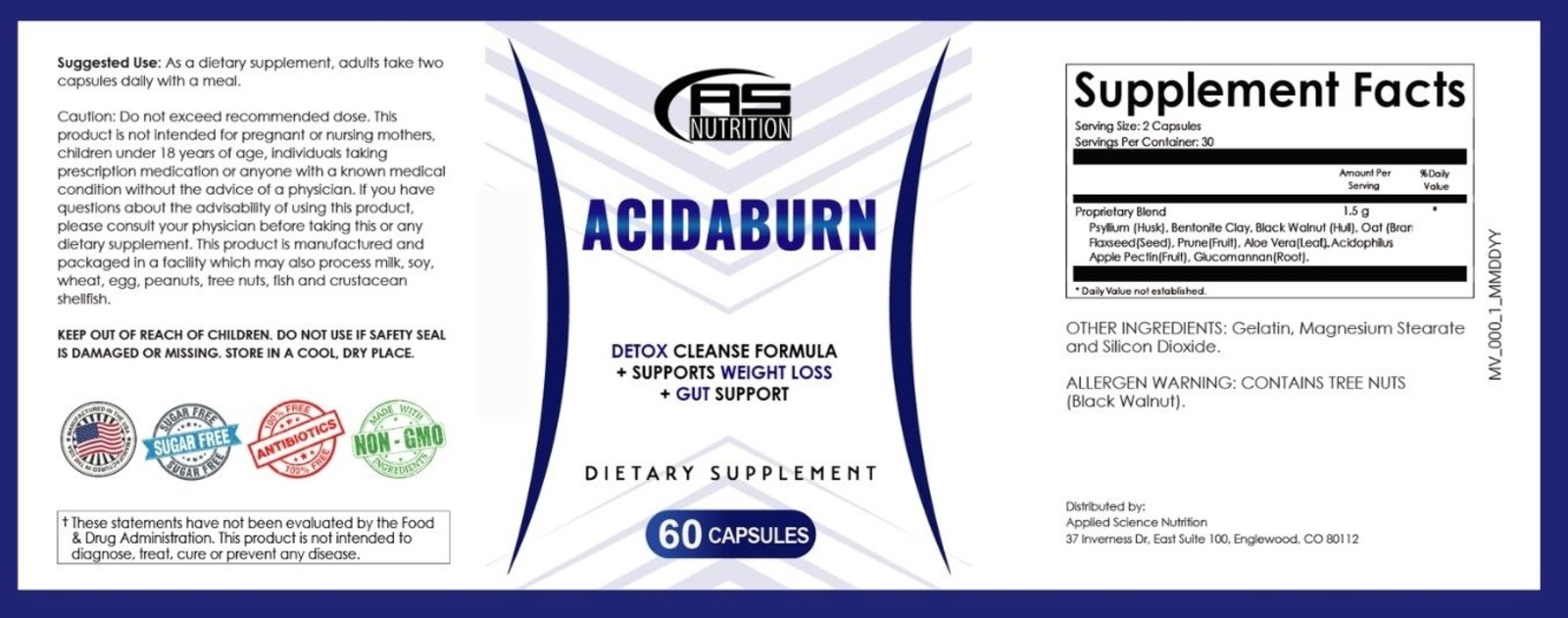 AcidaBurn Supplement Facts